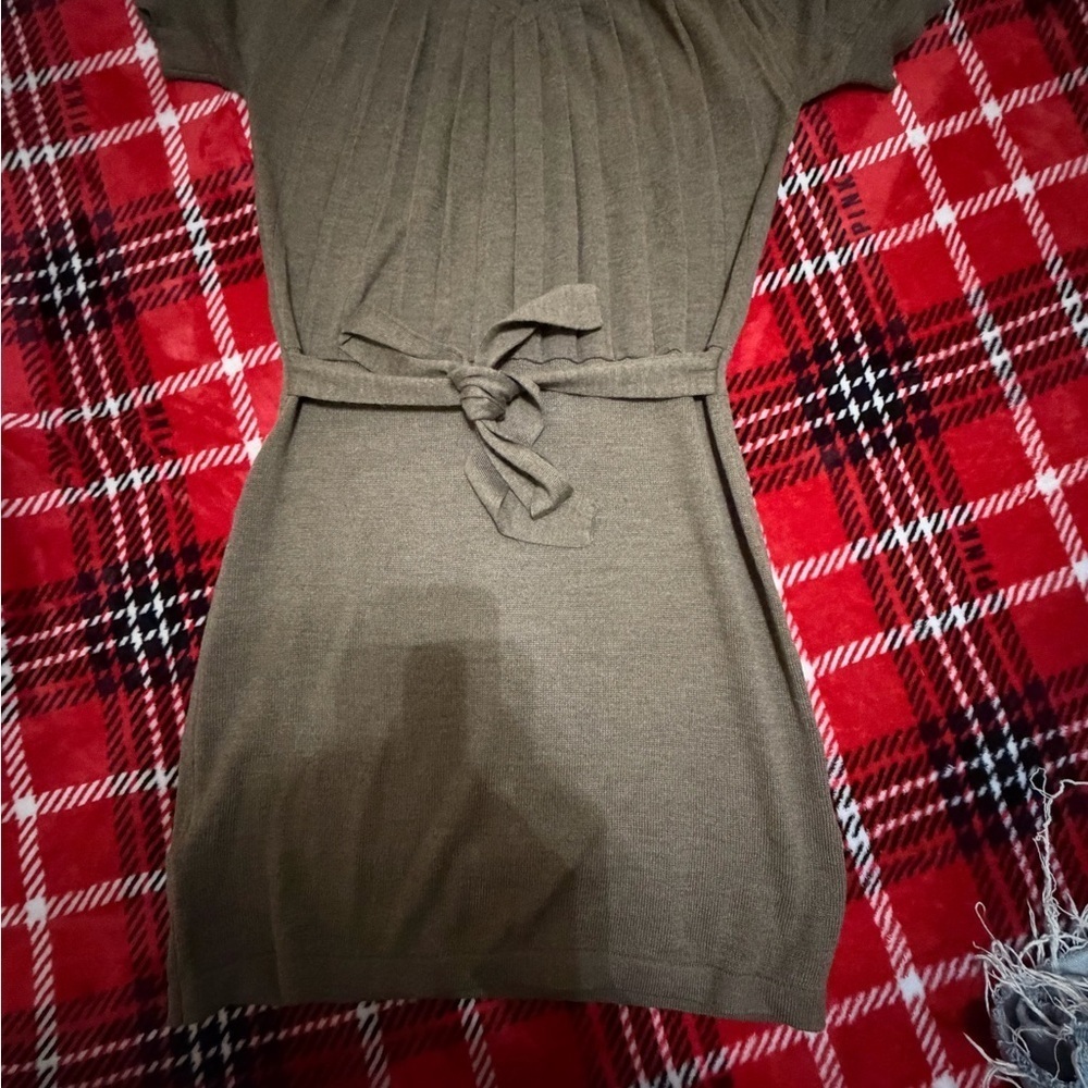 LOFT Olive Mini Dress with Belt - Picture 5 of 6